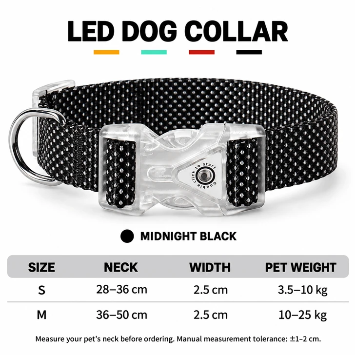 LED Buckle Dog Collar high quality
