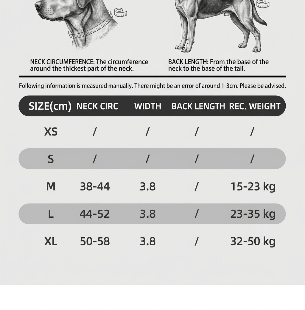 size chart for dog collar size chart for dog collar